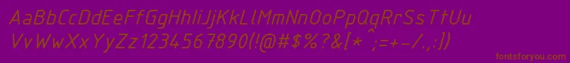 Шрифт IsocpeurItalic – коричневые шрифты на фиолетовом фоне