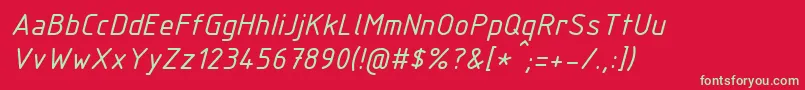 Czcionka IsocpeurItalic – zielone czcionki na czerwonym tle