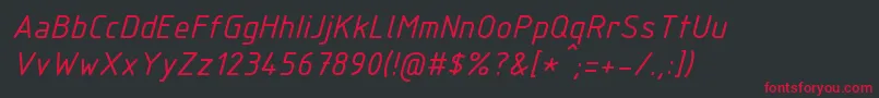 フォントIsocpeurItalic – 黒い背景に赤い文字