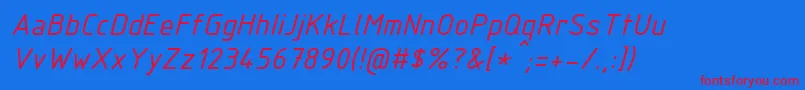 IsocpeurItalic Font – Red Fonts on Blue Background