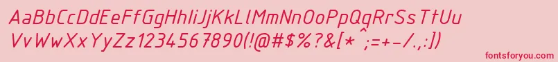 IsocpeurItalic-Schriftart – Rote Schriften auf rosa Hintergrund