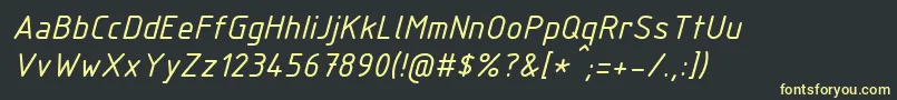IsocpeurItalic-fontti – keltaiset fontit mustalla taustalla