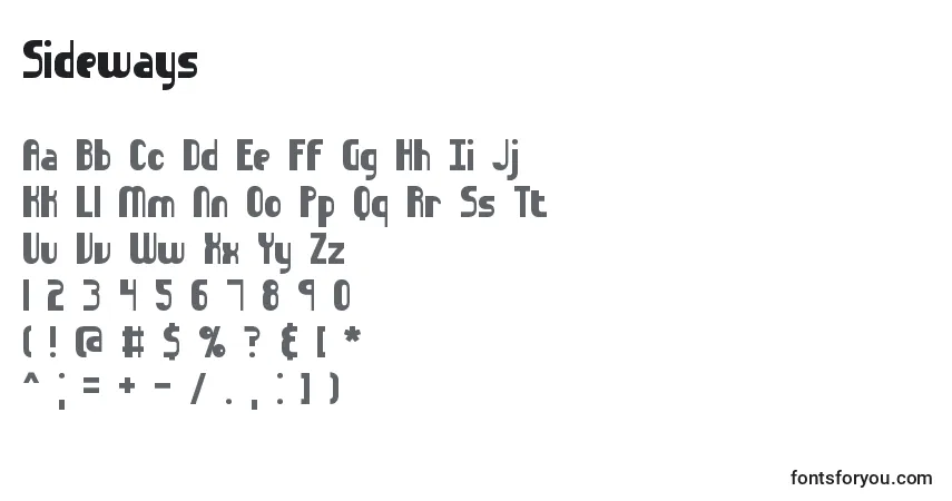 Fuente Sideways - alfabeto, números, caracteres especiales