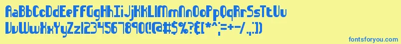 Sideways Font – Blue Fonts on Yellow Background