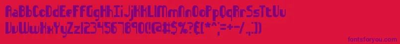 Sideways-Schriftart – Violette Schriften auf rotem Hintergrund