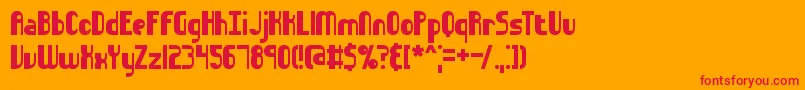 Sideways Font – Red Fonts on Orange Background
