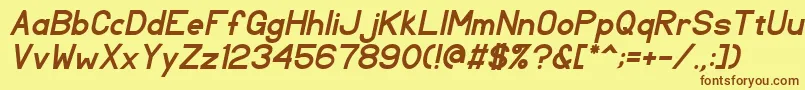 TlSansSerifBoldItalic-fontti – ruskeat fontit keltaisella taustalla