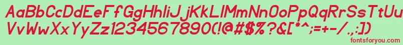 TlSansSerifBoldItalic Font – Red Fonts on Green Background