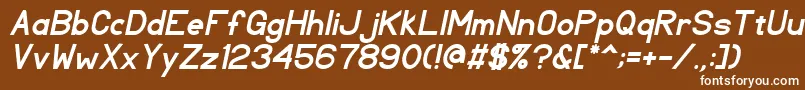 TlSansSerifBoldItalic-fontti – valkoiset fontit ruskealla taustalla
