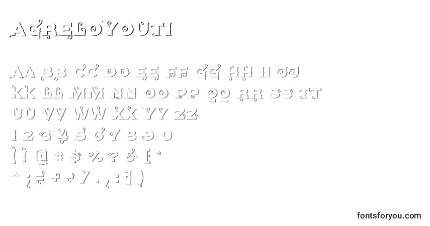 Czcionka Agreloyout1 – alfabet, cyfry, specjalne znaki