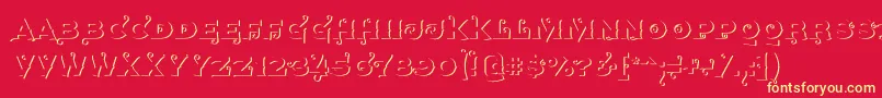 Agreloyout1-Schriftart – Gelbe Schriften auf rotem Hintergrund