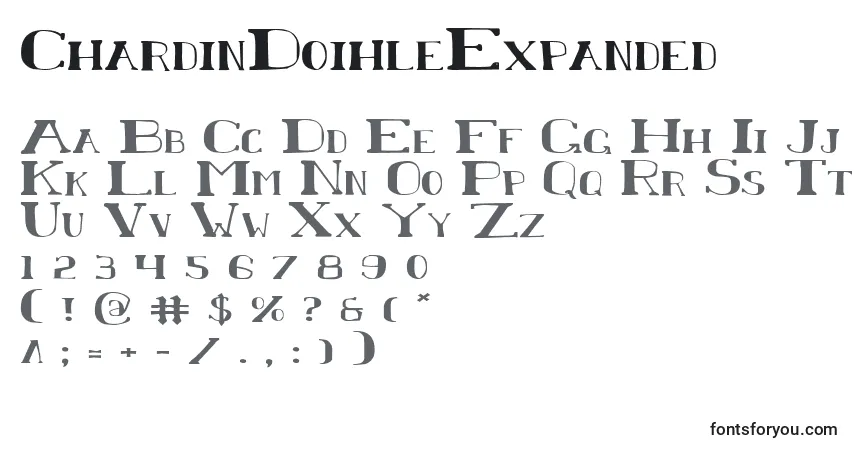 A fonte ChardinDoihleExpanded – alfabeto, números, caracteres especiais
