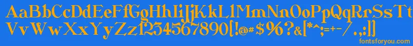 フォントCatshop – オレンジ色の文字が青い背景にあります。