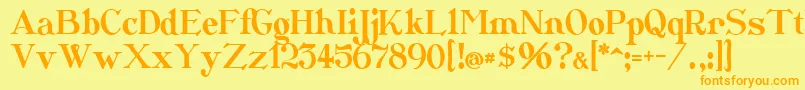 Catshop-Schriftart – Orangefarbene Schriften auf gelbem Hintergrund