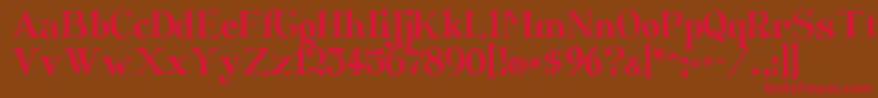フォントCatshop – 赤い文字が茶色の背景にあります。