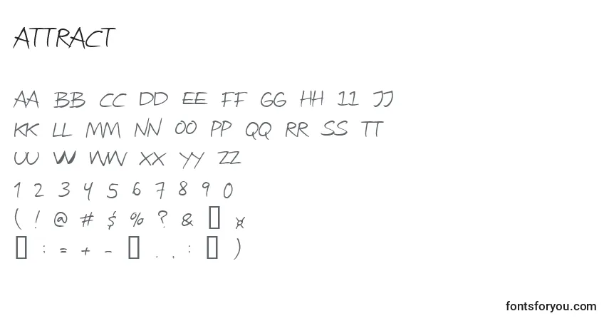 Шрифт Attract – алфавит, цифры, специальные символы
