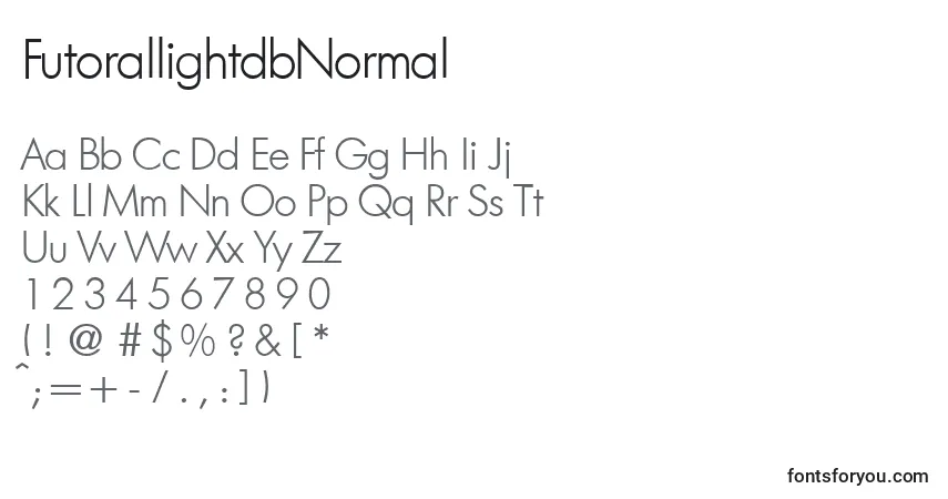 A fonte FutorallightdbNormal – alfabeto, números, caracteres especiais