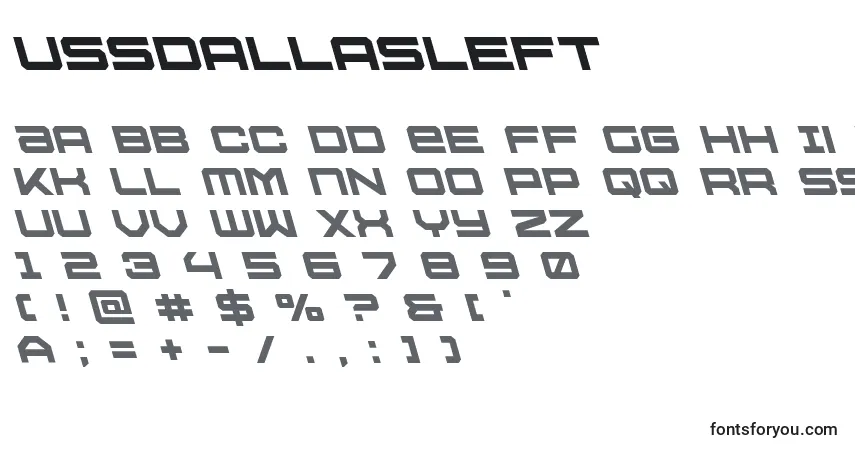 Schriftart Ussdallasleft – Alphabet, Zahlen, spezielle Symbole