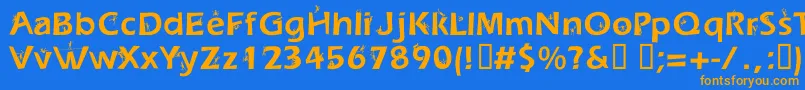 DwellersNice-Schriftart – Orangefarbene Schriften auf blauem Hintergrund