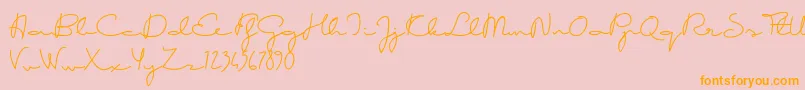 GoodKarmaDemo-Schriftart – Orangefarbene Schriften auf rosa Hintergrund