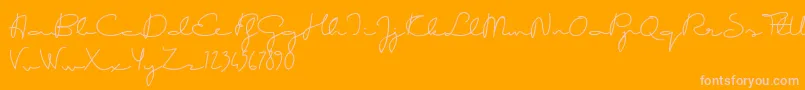 GoodKarmaDemo-Schriftart – Rosa Schriften auf orangefarbenem Hintergrund