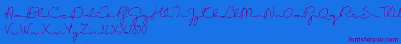 GoodKarmaDemo-Schriftart – Violette Schriften auf blauem Hintergrund