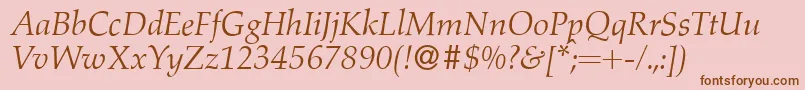 A760RomanItalic Font – Brown Fonts on Pink Background