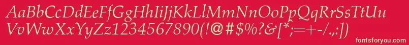 フォントA760RomanItalic – 赤い背景に緑の文字