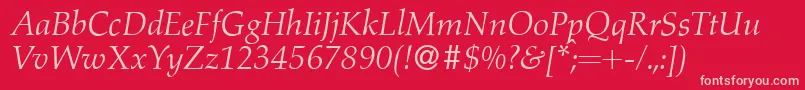 A760RomanItalic-Schriftart – Rosa Schriften auf rotem Hintergrund