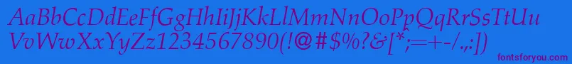 A760RomanItalic Font – Purple Fonts on Blue Background