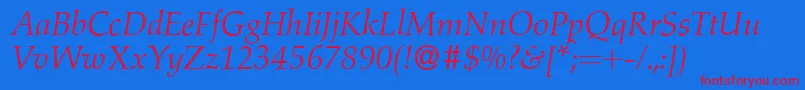 A760RomanItalic Font – Red Fonts on Blue Background