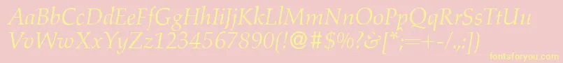 A760RomanItalic Font – Yellow Fonts on Pink Background