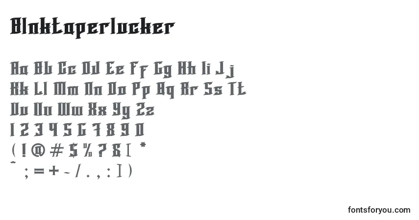 A fonte Blnktaperlucker – alfabeto, números, caracteres especiais