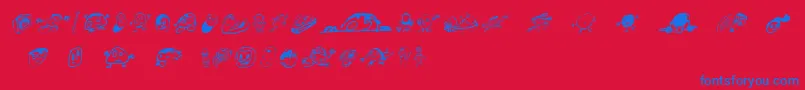 Swatbats1-Schriftart – Blaue Schriften auf rotem Hintergrund