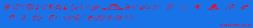 Swatbats1-Schriftart – Rote Schriften auf blauem Hintergrund
