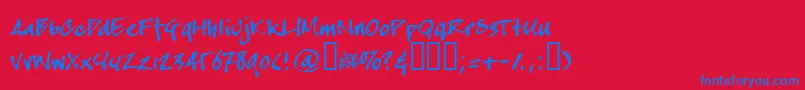 フォントCrapj – 赤い背景に青い文字