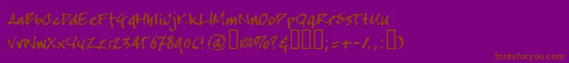 Crapj-Schriftart – Braune Schriften auf violettem Hintergrund