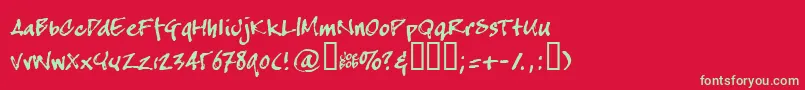 フォントCrapj – 赤い背景に緑の文字