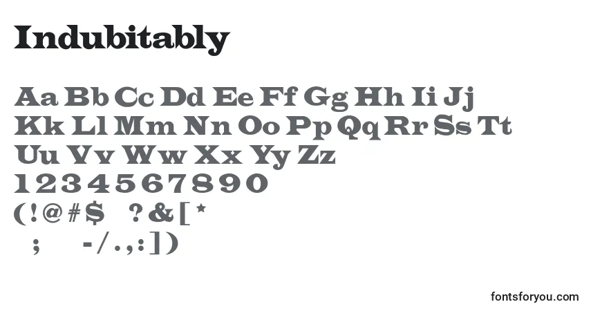 Czcionka Indubitably – alfabet, cyfry, specjalne znaki