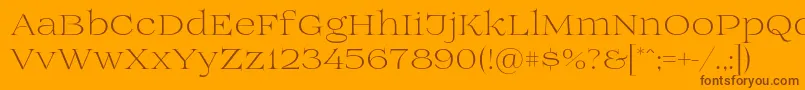 Prida01light-Schriftart – Braune Schriften auf orangefarbenem Hintergrund