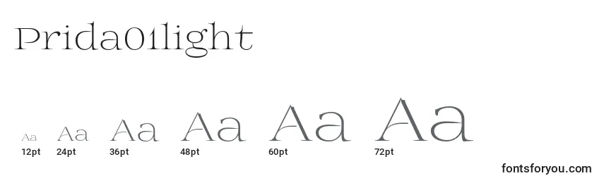Größen der Schriftart Prida01light (68527)