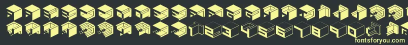 Qbicle1brkmkinv-Schriftart – Gelbe Schriften auf schwarzem Hintergrund