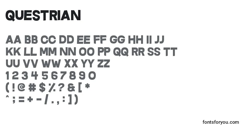 Czcionka Questrian – alfabet, cyfry, specjalne znaki