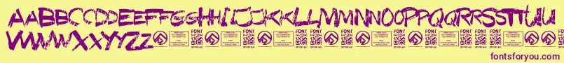 TexasslaughterRegular-fontti – violetit fontit keltaisella taustalla
