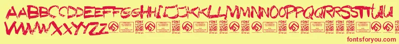 フォントTexasslaughterRegular – 赤い文字の黄色い背景