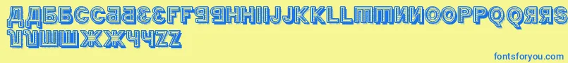 KremlinMinisterBlack3D Font – Blue Fonts on Yellow Background