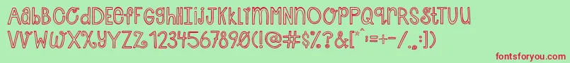 AustieBostCherryCola-Schriftart – Rote Schriften auf grünem Hintergrund