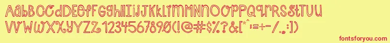 AustieBostCherryCola-Schriftart – Rote Schriften auf gelbem Hintergrund