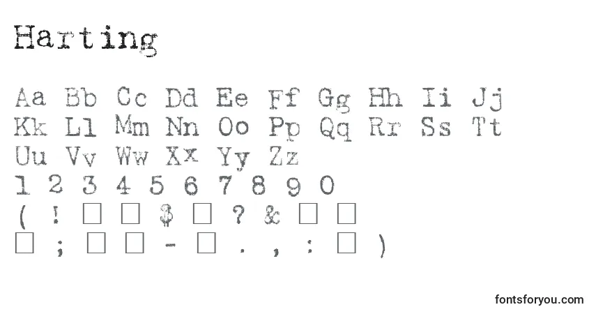 Czcionka Harting – alfabet, cyfry, specjalne znaki