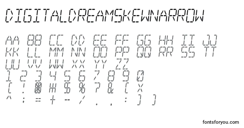 A fonte Digitaldreamskewnarrow – alfabeto, números, caracteres especiais